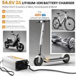 PacPow 54.6V 2A Charger for 48V Lithium-ion Battery ebike Charger Electric Bike Charger Electric Scooter Charger Hoverboard Charger Replacement Charger with 6 Connectors
