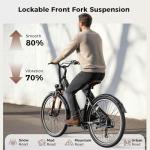 Jasion 26" Electric Bike for Adults,1200W Peak Motor 28MPH City Commuter Ebike,50 Miles Range,Internal Removable Electric Bicycle,4 Riding Modes and Front Fork Suspension,UL2849 Certified