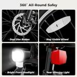 Jasion 26" Electric Bike for Adults,1200W Peak Motor 28MPH City Commuter Ebike,50 Miles Range,Internal Removable Electric Bicycle,4 Riding Modes and Front Fork Suspension,UL2849 Certified