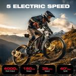 PUJH 6000W Dual Motor Ebike with 52V 25Ah Removable Battery for Adults,Max Speed 38MPH Up to 100 Miles,24" Fat Tire Electric Bike for Snow Off-Road Commuter Mountain E-Bike for Men (Black-red)