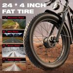 PUJH 6000W Dual Motor Ebike with 52V 25Ah Removable Battery for Adults,Max Speed 38MPH Up to 100 Miles,24" Fat Tire Electric Bike for Snow Off-Road Commuter Mountain E-Bike for Men (Black-red)