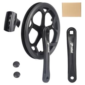 Prowheel Bike Crankset 46T - 170mm Universal Square Crankset Set Double Chain Cover 170MM Crank Aluminium Alloy Arm for Single/1/6/7/8 Speeds City Bike,Fat Bike,E-Bike,Folding Bike (46T-170mm)