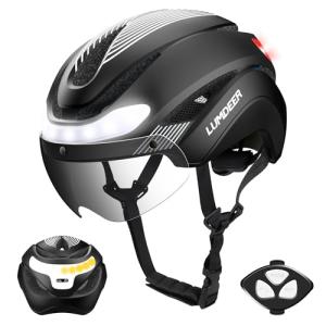 LUMDEER Ebike Helmet with Turn Signals, Electric Scooter Helmet for Adults with Front and Rear Lights LED, Bike Helmet for Men and Women, Bicycle Helmet with Photochromic Goggles & Auto Brake