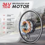PEXMOR Electric Bike Conversion Kit, 20"/24" Front Wheel Ebike Conversion Kit, 36V 750W Electric Bike Hub Motor Kit w/3 Mode Controller/PAS/LCD Display/Twist Throttle Electric Bicycle Ebike Kit