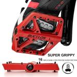 BUCKLOS Mountain Bike Pedals MTB Pedals Flat, Bicycle Road Bike Adult Large Platform Pedal with Non-Slip Grips for Gravel/Ebike/Hybrid Bikes/Beach Cruiser(9/16 Nylon Red)