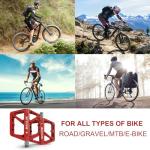 BUCKLOS Mountain Bike Pedals MTB Pedals Flat, Bicycle Road Bike Adult Large Platform Pedal with Non-Slip Grips for Gravel/Ebike/Hybrid Bikes/Beach Cruiser(9/16 Nylon Red)