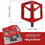 BUCKLOS Mountain Bike Pedals MTB Pedals Flat, Bicycle Road Bike Adult Large Platform Pedal with Non-Slip Grips for Gravel/Ebike/Hybrid Bikes/Beach Cruiser(9/16 Nylon Red)