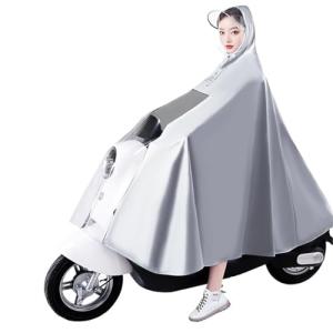 BZXIANSV Waterproof Cycling Raincoat - Hooded Rain Poncho with Mirror Cover for Bike, E-bike, Motorcycle, and Mobility Scooter(Silver Grey,4xl)