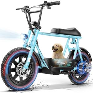 Caroma Peak 1200W Electric Scooters with Seat for Adults, 16" Fat Tire for All-Terrain, 30Miles Max Range, 20mph Top Speed, Commuter Ebike for Adults&Teens, Motorcycle Style with Carry Basket,Blue