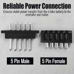 KH866 E-Bike Battery Power Discharge Connector – Compatible with Hailong 5 Pin Connector Pair Male & Female Plug for Ebikes Battery, Cycling Parts, Black & Silver