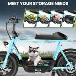 Caroma Peak 1200W Electric Scooters with Seat for Adults, 16" Fat Tire for All-Terrain, 30Miles Max Range, 20mph Top Speed, Commuter Ebike for Adults&Teens, Motorcycle Style with Carry Basket,Blue