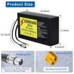 Wroyeti 60V 25Ah Electric Bike Lithium Ion Battery 60Volt Battery 25Ah Ebike, XT60 Extension Cord, XT90 Connector, Anderson Connector for 200-2000W Motor