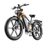 OTIDA Peak 3000W Dual Motors Electric Bike for Adults 32MPH with 48V 20Ah Battery, 26" x 4" Fat Tire Full Suspension Ebike with Hycraulic Dual Brakes, Mountain E-Bike Cast/Spoked Wheel (RX80-Orange)