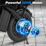 Mdeam Foldable Electric Bike for Adult,14" Ebike with Passenger Seat Peak 500W Motor 18.6MPH 30+ Miles(MAX) E-Bike with 48V Removable Battery/Shock Absorber/LCD Display/USB Phone Holder/Front Basket