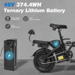 Mdeam Foldable Electric Bike for Adult,14" Ebike with Passenger Seat Peak 500W Motor 18.6MPH 30+ Miles(MAX) E-Bike with 48V Removable Battery/Shock Absorber/LCD Display/USB Phone Holder/Front Basket