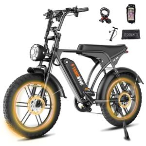 Tamobyke V29 Electric Bike for Adults, 1500 Motor (Peak), 30 MPH Electric Dirt ebike, 20'' Fat Tire E-Bike with 48V 15.6AH Battery, Full Suspension Mechanical Disc Brakes, E Bike for Snow, Sand, Road
