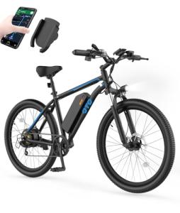 Electric Bikes for Adults with 500W/1200W Peak Motor 26" Ebike with 28 MPH 90 Miles Max Range 48V Removable Battery E Bike Electric Bicycle Mountain Ebikes with Phone Holder Front Suspension 7 Speed