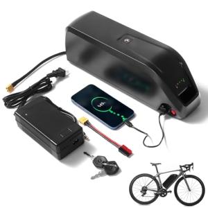 Xunyunda 48V HL Ebike Battery 20Ah Electric Bike Battery with Charger, Safe Lock, Led Indicator Light, Base for 250-1440W Electric Bicycles Motor