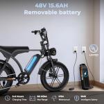Tamobyke V29 Electric Bike for Adults, 1500 Motor (Peak), 30 MPH Electric Dirt ebike, 20'' Fat Tire E-Bike with 48V 15.6AH Battery, Full Suspension Mechanical Disc Brakes, E Bike for Snow, Sand, Road