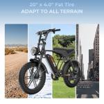Tamobyke V29 Electric Bike for Adults, 1500 Motor (Peak), 30 MPH Electric Dirt ebike, 20'' Fat Tire E-Bike with 48V 15.6AH Battery, Full Suspension Mechanical Disc Brakes, E Bike for Snow, Sand, Road