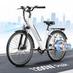 Jasion Roamer ST Electric Bike for Adults, 26'' Commuter Ebike, 62Miles & 28MPH Max Speed, 1200W Peak Motor Ebike, 528WH Removable Battery, 7-Speed Electric Bicycle, Front Suspension Women E Bike