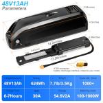 48V 13Ah Ebike Battery, Lithium Battery with 30A BMS for Electric Bicycles,Motorcycles (100-1000W) Motors, Includes Safe Lock,USB Output,Led Indicator Light, XT60 Connector&Base (48V 13AH)