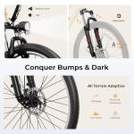 Jasion EB5 Electric Bike for Adults with Peak 1000W Brushless Motor, 40Miles 20MPH Commuting Electric Mountain Bike with 360Wh Removable Battery, 7-Speed, 26" Tires and Front Fork Suspension