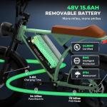 Movcan V60 Electric Bike for Adults, 1000W Motor 30MPH Top Speed 20” Fat Tire Electric Bike, 48V 15.6Ah Removable Battery Ebike, 7-Speed Full Suspension Electric Dirt Bike, Green