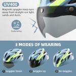 AUMENTAR Adult Bike Helmet, Bicycle Helmet with Rear LED Light & Detachable Magnetic Goggles,Cycling Helmet Adjustable for Men Women E Bike Electric Scooter Mountain & Road (Gradient Blue)