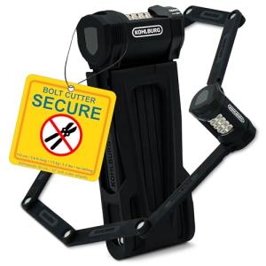 KOHLBURG Folding Bike Lock [43”] Bolt Cutter Proof with 4-Digit Combination Code & Bracket - Long Foldable Bike Lock of Heavy Duty Anti Theft Security Level for Bicycle e-Bike MTB & Scooter