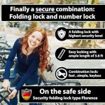 KOHLBURG Folding Bike Lock [43”] Bolt Cutter Proof with 4-Digit Combination Code & Bracket - Long Foldable Bike Lock of Heavy Duty Anti Theft Security Level for Bicycle e-Bike MTB & Scooter