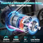 Wooken Electric Bike for Adults, Peak 1000W Motor Ebike, 20"x4.0" Fat Tire Electric Bike, 48V 13AH Removable Battery, Up to 60 Miles, Step-Thru Electric Mountain Bike, SGS Certified to UL 2849