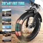 Wooken Electric Bike for Adults, Peak 1000W Motor Ebike, 20"x4.0" Fat Tire Electric Bike, 48V 13AH Removable Battery, Up to 60 Miles, Step-Thru Electric Mountain Bike, SGS Certified to UL 2849