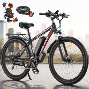 PUJH 2000W Electric Bike for Adults,Max Speed 34MPH Up to 80 Miles Range,29" Tire with 48V 17.5Ah Removable Battery,Fast City Commuter Electric Bicycles for Mountain Road for Men Women (Black)