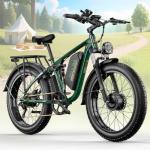 PUJH 6000W Dual Motors Electric Bike for Adults,60V 20Ah 26" Fat Tire Ebike,45 mph up to 100 Miles Full Suspension Class 3 Electric Bicycle for Snow Off Road Mountain Hunting Commuter