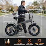 Jasion X-Hunter Electric Bike for Adults,1400W Peak Motor 30MPH 70+ Miles Foldable Ebike,624WH Removable Battery,Full Suspension 20’’*4 Fat Tire Bicycle for Commute,Snow,Mountain with 7-speedX-Hunter