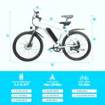 HOVERFLY OUREA Electric Bike 26", 750W Peak Motor Mountain Ebike, Up to 40 Miles 20MPH Removable Battery, 7-Speed and Shock Absorber, Electric Commuter Bike for Adults White