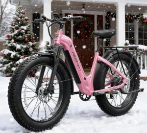 PUCKIPUPPY Electric Bike for Adults 960W, 26" Fat Tire, Step-Through Design Electric Mountain Hunting Bike, 48V 15AH Max 28MPH Off-Road Ebike with Rear Storage Shelf (Purple)