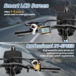 Vivi M026TGB Electric Bike 26" Electric Bike for Adults, Peak 750W Folding Electric Mountain Bike, 48V Removable Battery Ebike, 21 Speed System Electric Bicycle, Top 22 Mph, Up to 50 Miles, UL 2849