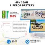 BtrPower 48V 52V 12Ah 16Ah 18Ah 20Ah E-Bike LiFePO4 Lithium Battery,Built-in 30A BMS for 0-720W Motor