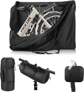 20 Inch Folding Bike Bag,Durable Folding Ebike Bags,Outside Waterproof Bike Bags,Portable Bike Transport Bag with Strong Webbing for Car Train Shipping Air Travel,Bike Accessories with Handlebar Case