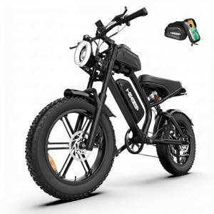 GLOBALKEEP 1500W Peak Electric Bike for Adults, 20" x4.0 Fat Tire Ebike with Pro Mid-Suspension, 48V 15.6Ah Battery 28MPH, High-Torque Scrambler Style Street Legal Commuter, UL 2849 Certified