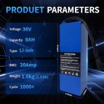 FoteGlewaBi 8AH 36V Lithium Battery, 36 Volt 8000mAh Rechargeable Lithium-ion Battery with Charger, T-Plug to XT60 Connector, Charging Cable, for 200W -500W