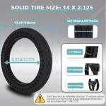 14x2.125 Solid Tire - 14 Inch 14x2.125 Electric Bike Tubeless Tire for E-Bike, E-Scooter and Electric Folding Bike - Rear/Front Wheel Replacement - Airless - Puncture-Proof - 2 Pack