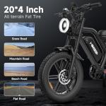GLOBALKEEP 1500W Peak Electric Bike for Adults, 20" x4.0 Fat Tire Ebike with Pro Mid-Suspension, 48V 15.6Ah Battery 28MPH, High-Torque Scrambler Style Street Legal Commuter, UL 2849 Certified
