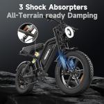 GLOBALKEEP 1500W Peak Electric Bike for Adults, 20" x4.0 Fat Tire Ebike with Pro Mid-Suspension, 48V 15.6Ah Battery 28MPH, High-Torque Scrambler Style Street Legal Commuter, UL 2849 Certified