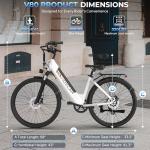 Movcan V80 Electric Bike, 1000W Motor 28MPH Ebike, 48V 13Ah Removeable Battery, 26'' City Cruiser Adult Electric Bicycles up to 70 Miles, 7-Speed Dual Disc Brake, Mountain E Bike for Commuting