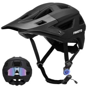 Favoto Mountain Bike Helmet - Dual Shell Lightweight MTB Bicycle Helmet Adjustable for Adults Men Women Youth CPSC Certificated, Glossy Black
