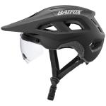 BATFOX Mountain Bike Helmet for Men Women,MTB Bicycle Cycling E-Bike Helmet for Adults Fit(52-60CM) (W/Goggles-Black, L(56-60CM))