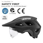 BATFOX Mountain Bike Helmet for Men Women,MTB Bicycle Cycling E-Bike Helmet for Adults Fit(52-60CM) (W/Goggles-Black, L(56-60CM))